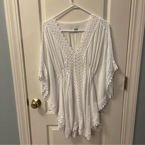 Cute White Surf Style Swimsuit CoverUp